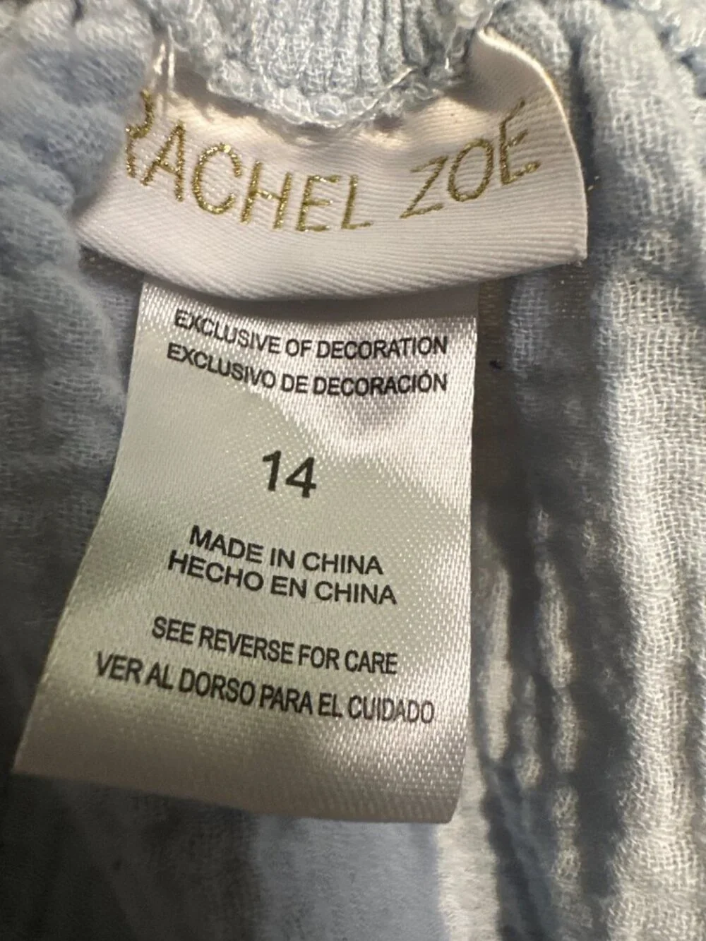 Rachel Zoe Girls Size 14 Blue Cotton Gauze Tank Top Embroidered Daisy Hem School